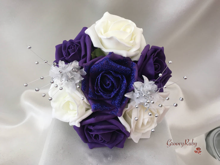 Cadbury Purple Glitter Rose With Silver Babies Breath