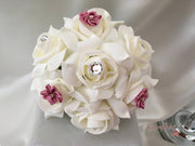 Rose Bouquets With Dusky Pink Satin Diamante Flowers