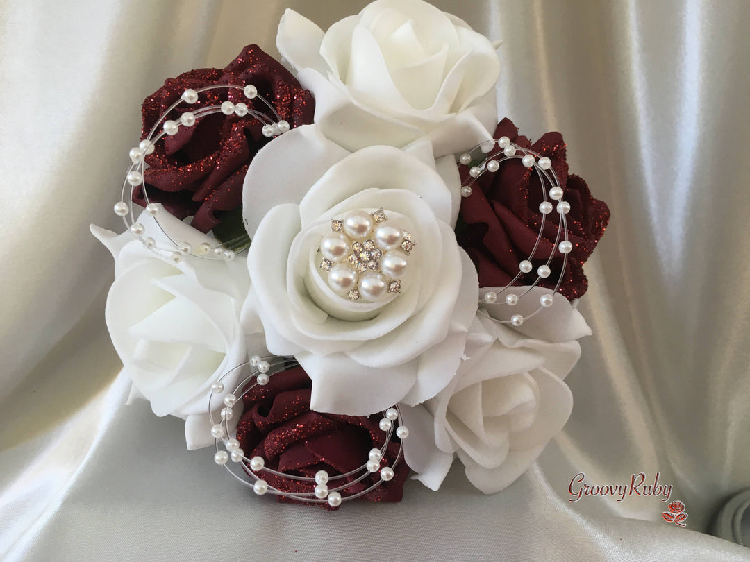 Burgundy brooch bouquet best sale