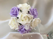Lilac & Ivory Rose Crystal With Ivory Pearl Babies Breath