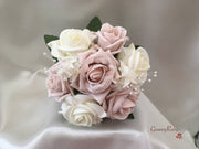 Mocha Pink Glitter Rose With Ivory Babies Breath