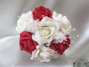 Red & Ivory Rose Crystal With Ivory Pearl Babies Breath