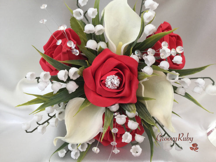 Red Rose, Lily of the Valley & Large Calla Lily