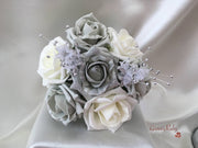 Silver Glitter Rose With Silver Babies Breath