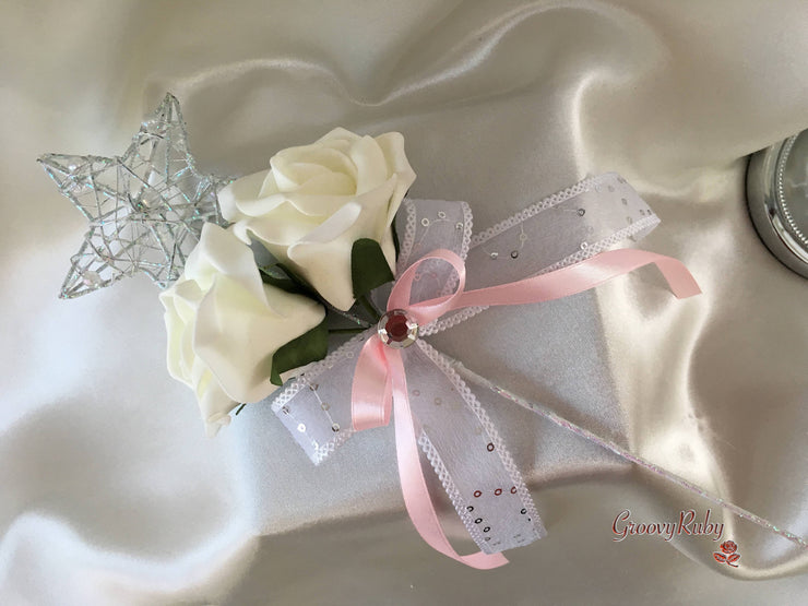Baby Pink & Ivory Rose Crystal With Ivory Pearl Babies Breath