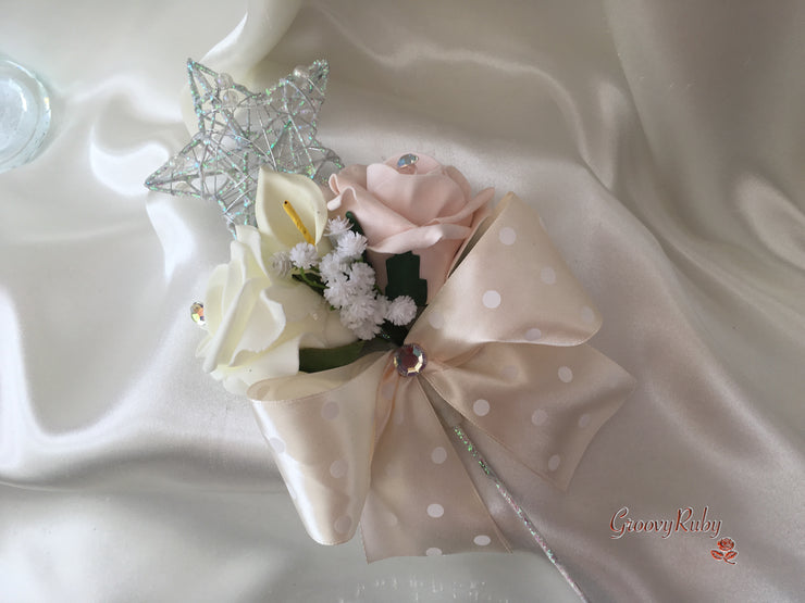 Mocha Pink Roses & Ivory Carnations With Calla Lily & Gypsophila