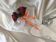 Ivory Glitter Rose, Orange Calla Lily, Burgundy Rose & Berries