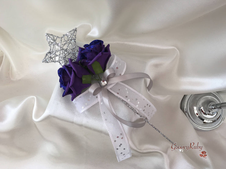 Cadbury Purple Glitter Rose With Silver Babies Breath