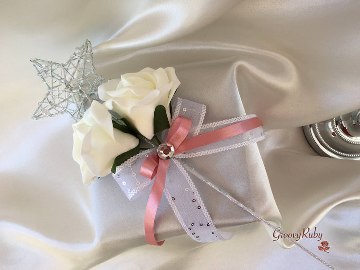 Dusky Pink & Ivory Rose Crystal With Ivory Pearl Babies Breath