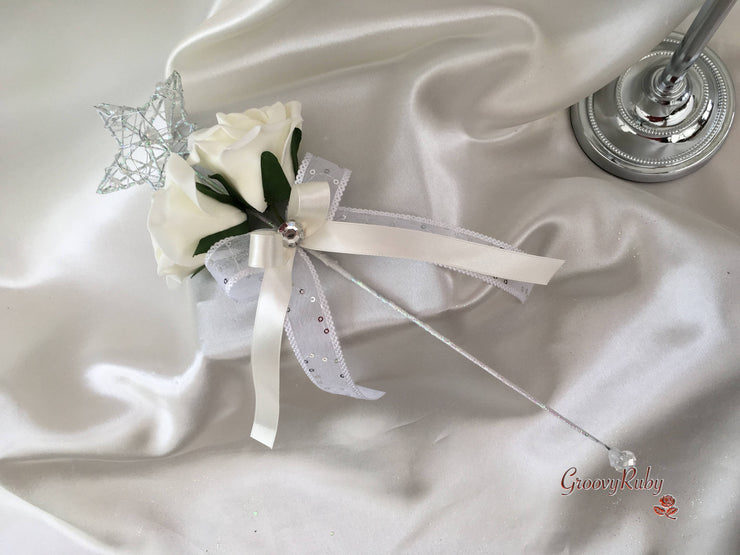 Ivory Rose Crystal With Ivory Pearl Babies Breath