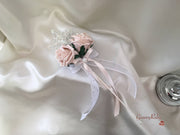 Mocha Pink Glitter Rose With Ivory Babies Breath
