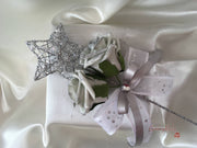 Silver Glitter Rose With Silver Babies Breath