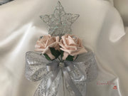 Mocha Pink & Ivory Rose With Silver & Crystal Butterfly