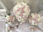 Mocha Pink Glitter Rose With Ivory Babies Breath