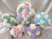 Pastel Glitter Roses With Silver Babies Breath