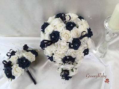 Navy & Ivory Butterfly Crystal