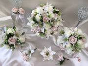 Small Tiger Lilies & Vintage Mocha Pink Roses With Foliage