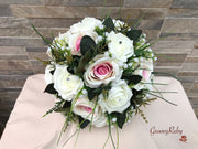 Pink Centre Silk & Ivory Roses With Gypsophila *Limited Edition*