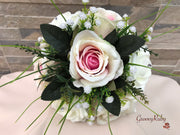 Pink Centre Silk & Ivory Roses With Gypsophila *Limited Edition*