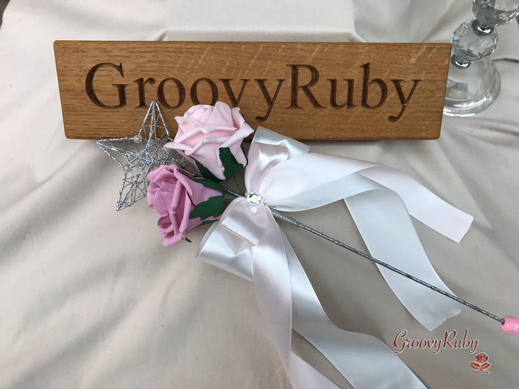 Grey & Mixed Pink Foam Roses With Gypsophila & Crystal