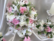 Small Tiger Lilies & Baby Pink Roses With Foliage