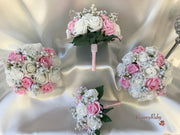 Baby Pink & Ivory Roses With Gypsophila & Pearl Sprays