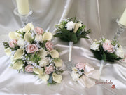 Mocha Pink Roses & Ivory Carnations With Calla Lily & Gypsophila