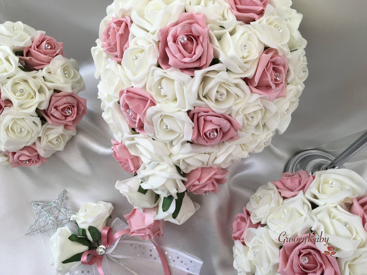 Dusky Pink & Ivory Rose Crystal