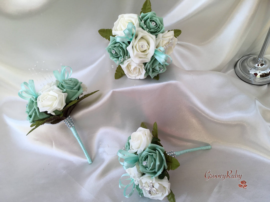 corsage for mint green dress Mint Green & Ivory Butterfly Crystal – GroovyRuby Ltd