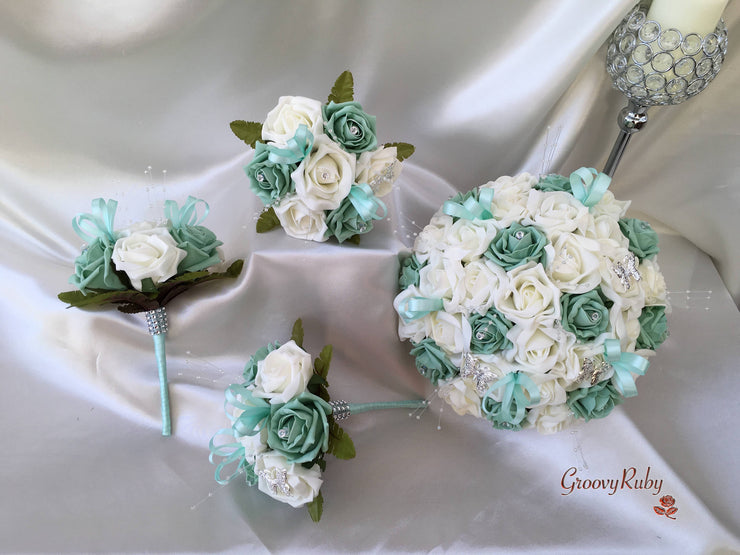 Mint Green & Ivory Butterfly Crystal