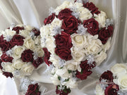 Burgundy Glitter Rose With Silver Babies Breath