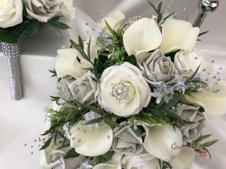 Glittered Calla Lily With Silver