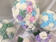 Pastel Glitter Roses With Silver Babies Breath