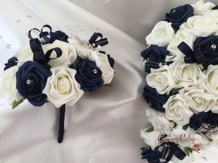 Navy & Ivory Butterfly Crystal