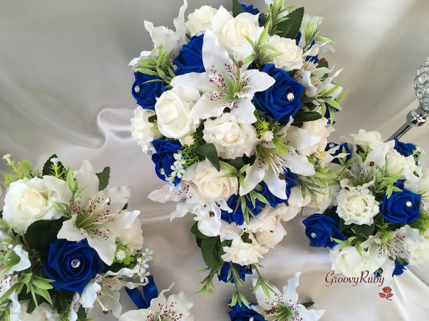 Small Tiger Lilies & Royal Blue Roses With Foliage – GroovyRuby Ltd