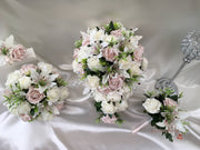 Small Tiger Lilies & Vintage Mocha Pink Roses With Foliage