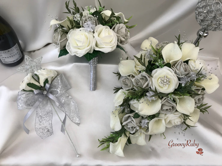 Glittered Calla Lily With Silver