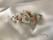 Mocha Pink & Ivory Rose With Silver & Crystal Butterfly