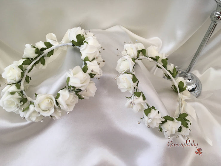 Bridesmaid Flower Head Garland - Ivory