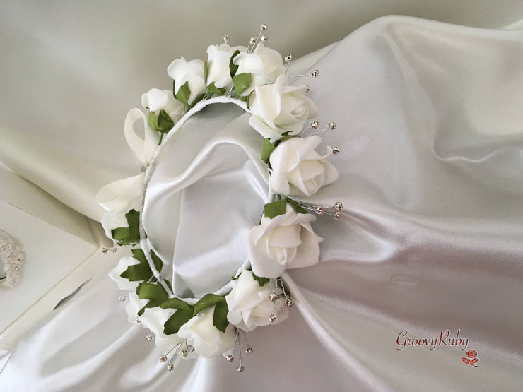 Bridesmaid Flower Head Garland - Ivory