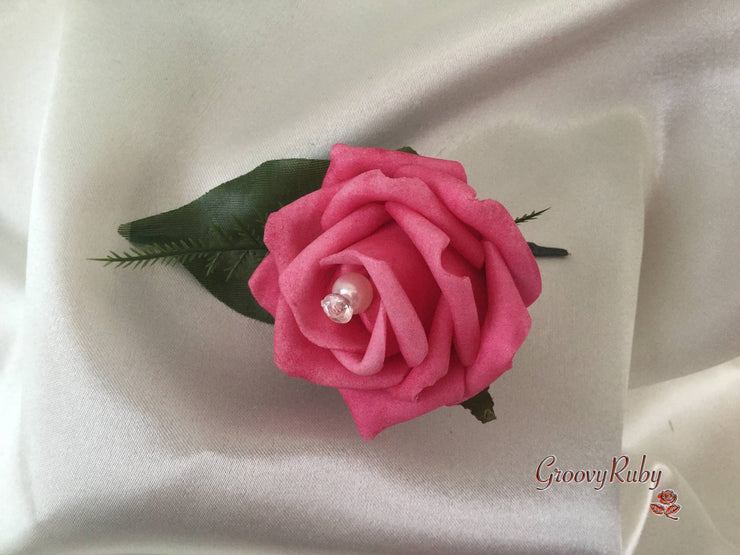 Single Pearl Rose Buttonhole - Colour of your Choice