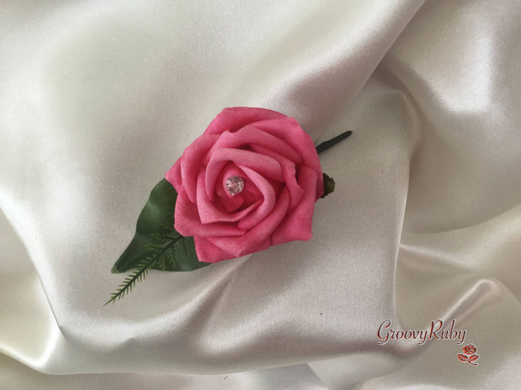 Single Crystal Rose Buttonhole - Colour of your Choice