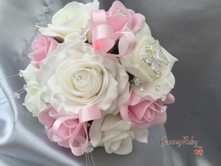 Baby Pink & Ivory Butterfly Crystal