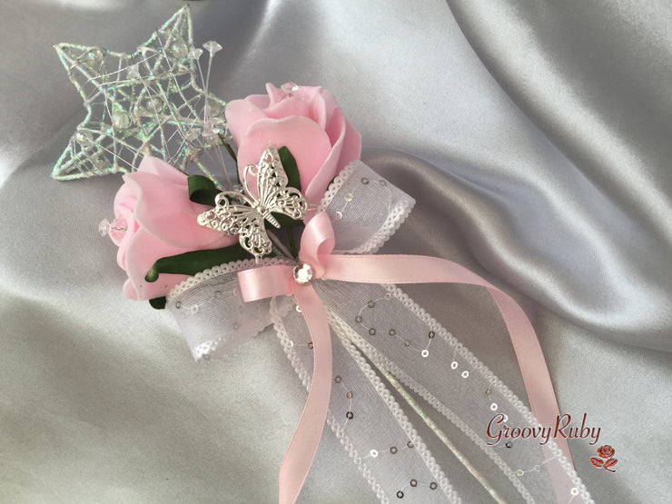 Baby Pink & Ivory Butterfly Crystal
