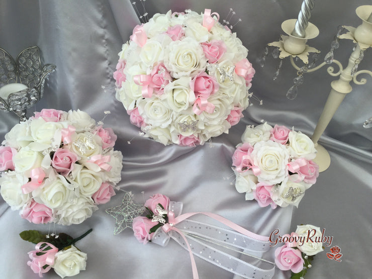 Baby Pink & Ivory Butterfly Crystal