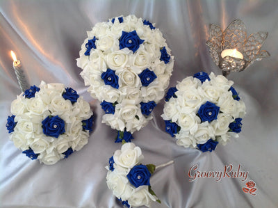 Royal Blue & Ivory Rose Crystal