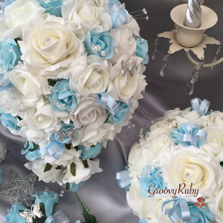 Baby Blue & Ivory Butterfly Crystal