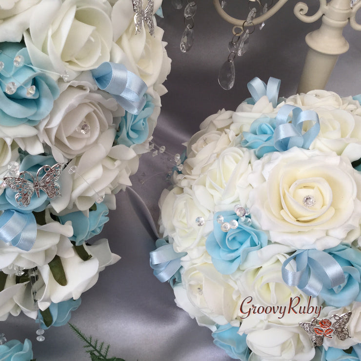 Baby Blue & Ivory Butterfly Crystal