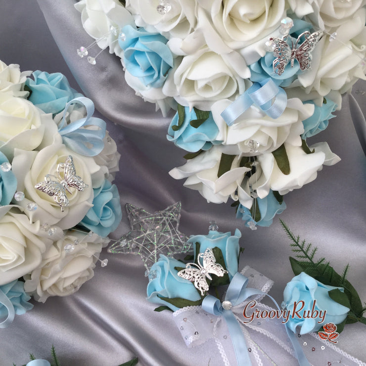 Baby Blue & Ivory Butterfly Crystal