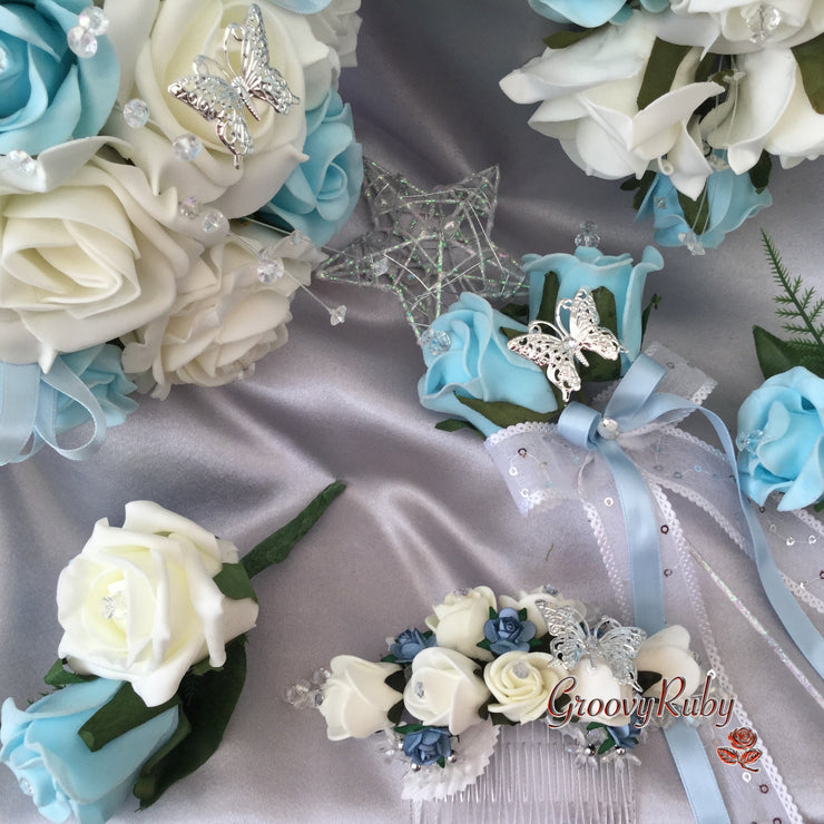 Baby Blue & Ivory Butterfly Crystal